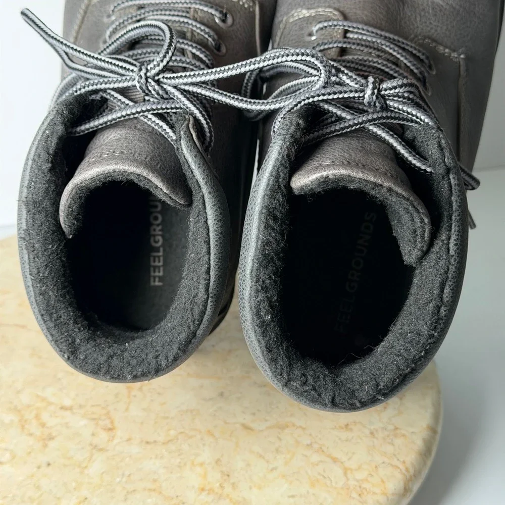 Feelgrounds Patrol Winter Boots EU 41 Dark Grey Vegan Leather Barefoot Zero Drop